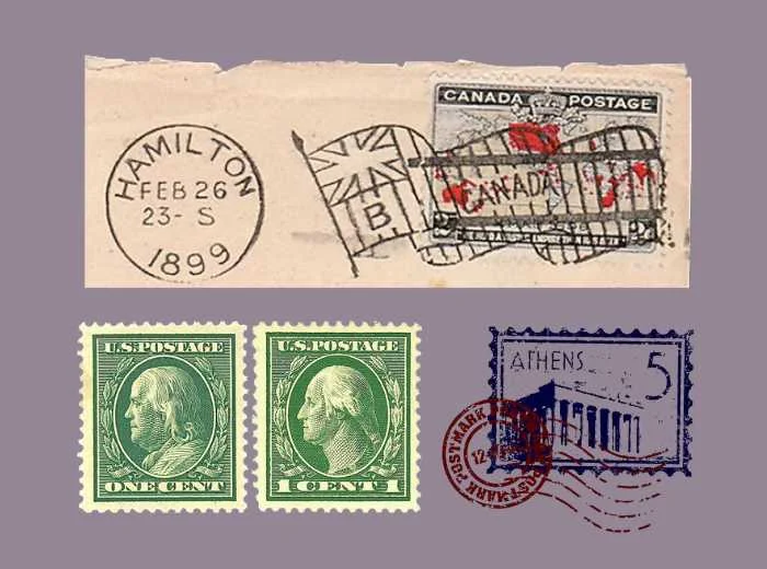 Stamps postmarked, canceled, and perforated Stamps postmarked, canceled, and perforated