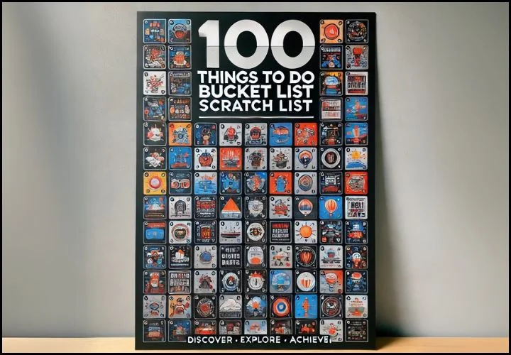 100 Things to Do Bucket List Scratch Poster