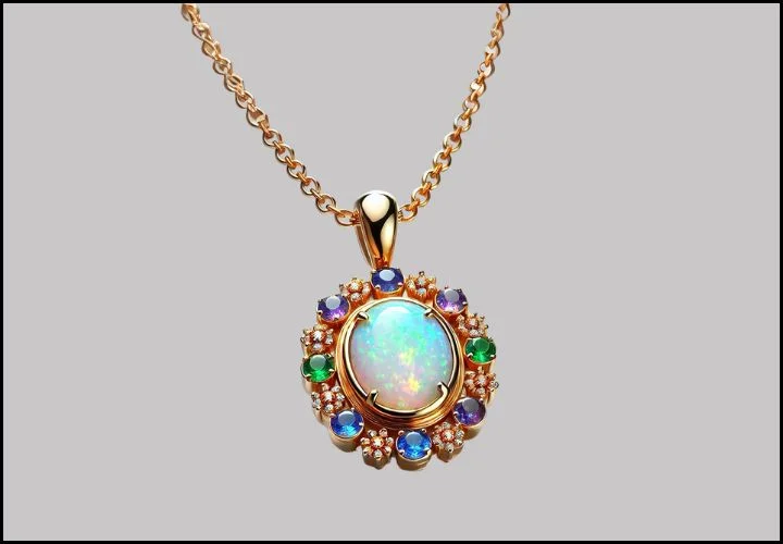 Elegant Ethiopian Opal Pendant Necklace