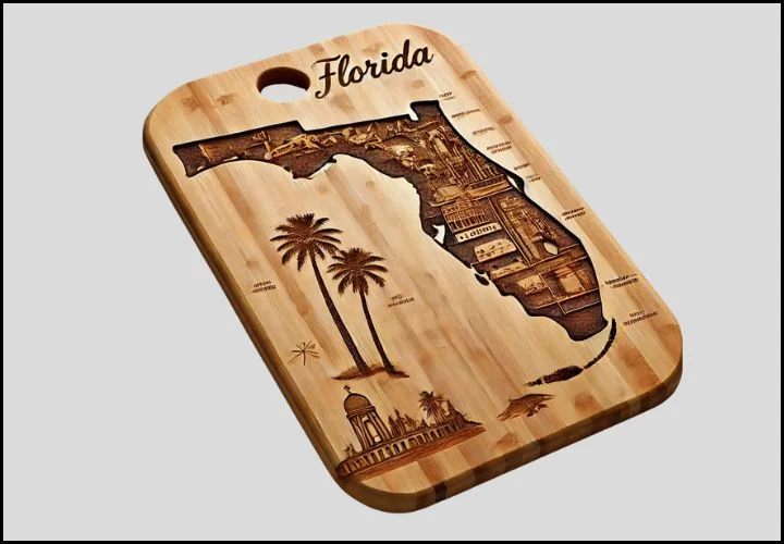 Florida State-Shaped Bamboo Cutting Board