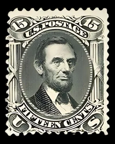 1866 15¢ Black Lincoln Stamp 1866 15¢ Black Lincoln Stamp