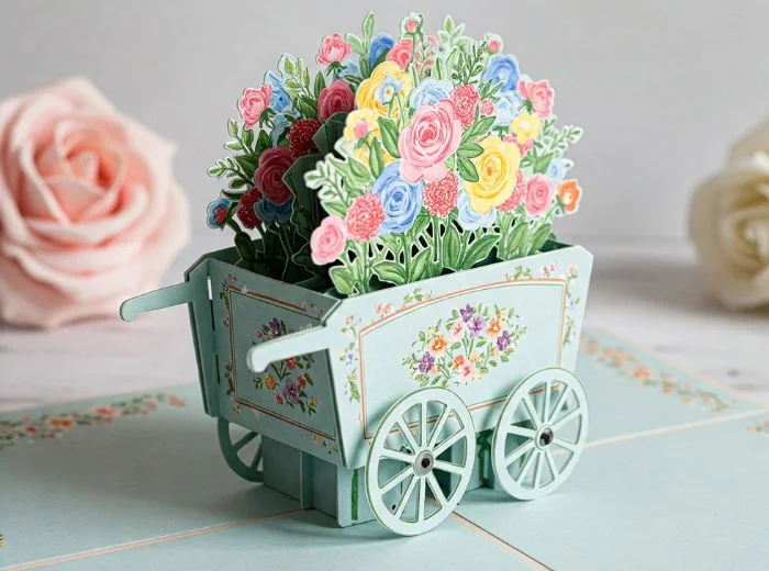 3D Pop Up Flower Cart Card