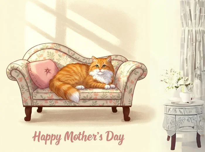 Papyrus Cat on Chaise Mothers Day Card
